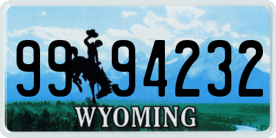 WY license plate 9994232