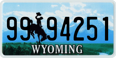 WY license plate 9994251