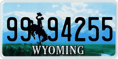 WY license plate 9994255