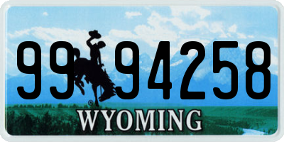 WY license plate 9994258