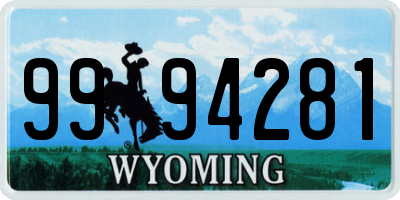 WY license plate 9994281