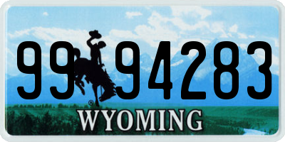 WY license plate 9994283