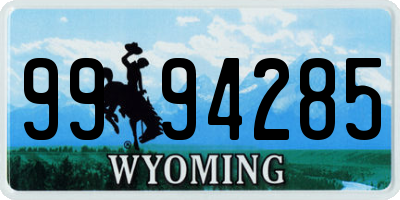 WY license plate 9994285