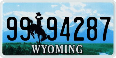 WY license plate 9994287