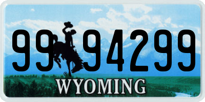 WY license plate 9994299