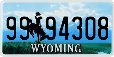 WY license plate 9994308