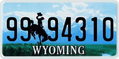 WY license plate 9994310