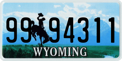 WY license plate 9994311