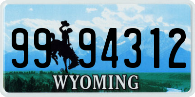 WY license plate 9994312