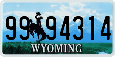 WY license plate 9994314