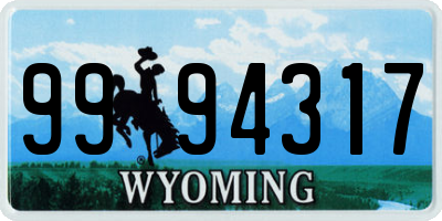 WY license plate 9994317