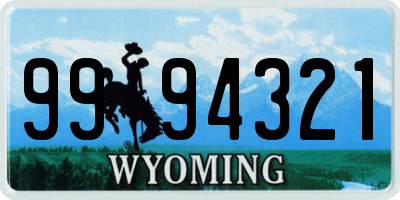 WY license plate 9994321