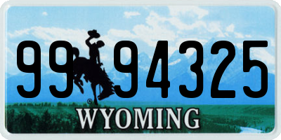 WY license plate 9994325