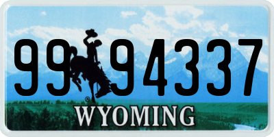 WY license plate 9994337