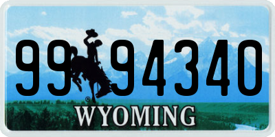 WY license plate 9994340