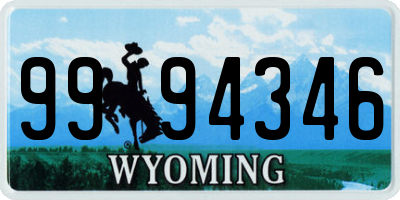 WY license plate 9994346