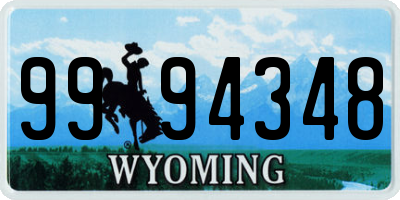 WY license plate 9994348