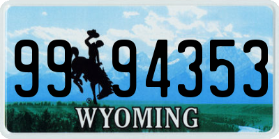 WY license plate 9994353