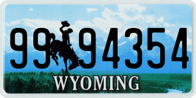 WY license plate 9994354