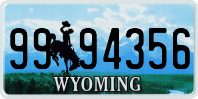 WY license plate 9994356