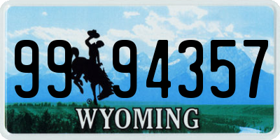 WY license plate 9994357