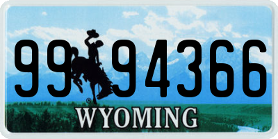 WY license plate 9994366