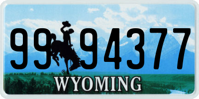 WY license plate 9994377