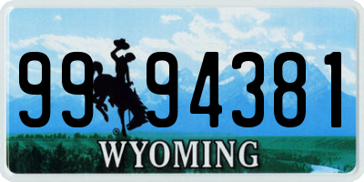 WY license plate 9994381