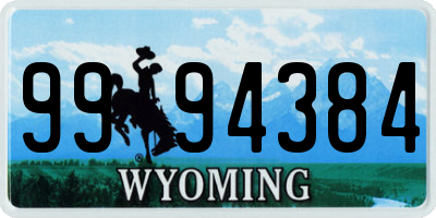 WY license plate 9994384