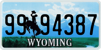 WY license plate 9994387