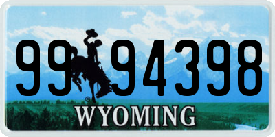 WY license plate 9994398