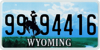 WY license plate 9994416