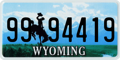 WY license plate 9994419