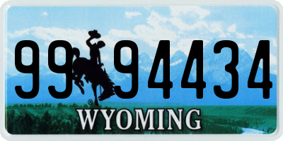 WY license plate 9994434