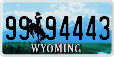 WY license plate 9994443