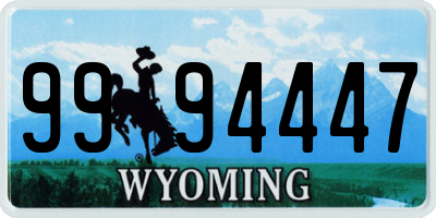 WY license plate 9994447