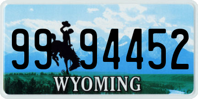 WY license plate 9994452