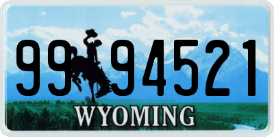 WY license plate 9994521