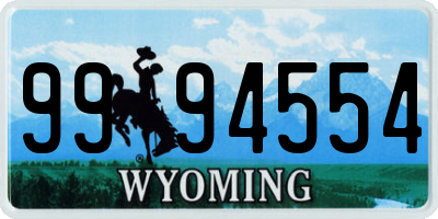 WY license plate 9994554