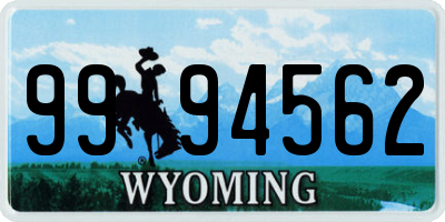WY license plate 9994562