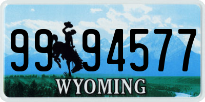 WY license plate 9994577