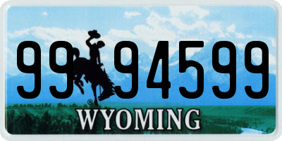 WY license plate 9994599