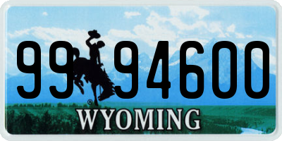 WY license plate 9994600