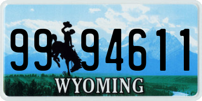 WY license plate 9994611