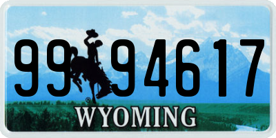 WY license plate 9994617