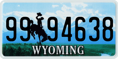 WY license plate 9994638