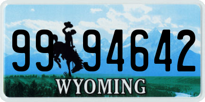 WY license plate 9994642