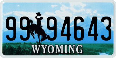 WY license plate 9994643