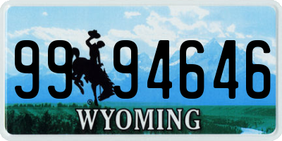 WY license plate 9994646