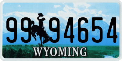 WY license plate 9994654